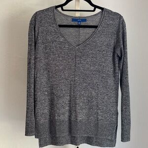 Apt 9 Charcoal Gray Melange Drop Shoulder Lightweight Knit Vneck Sweater, XS